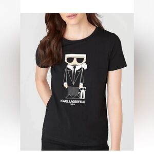 Karl Lagerfeld Paris Womens T Shirt Top XS Black Soft